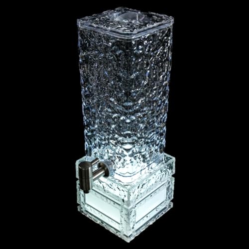 Drink Fountain for Parties, 3L/0.79Gal Square Beverage Containers with LED Lighting Stand & Faucet & Exquisite Pattern for...