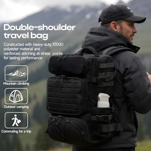 Tsrgsn Tactical Backpack for Men, Travel Gym Backpack with Shoe Compartment, Day Pack Large Sports HiKing Military Rucksac...