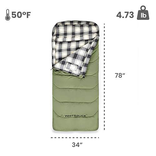 Slumbernest Sleeping Bags for Adults 0-50�F All Season with Pillow Pocket | Flannel Lined Camping Sleeping Bag Lightweight...