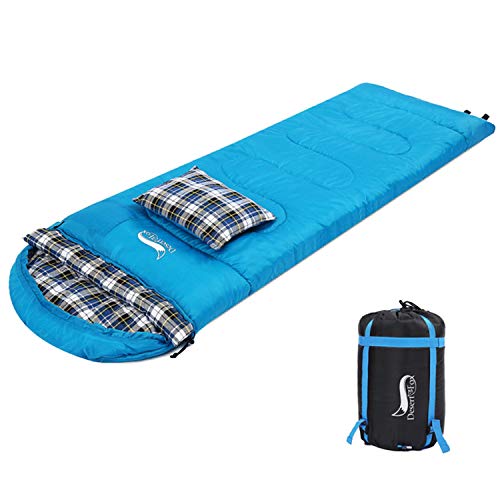 Desert & Fox Cotton Flannel Sleeping Bags with Pillow, 4 Season Warm & Cold Weather Envelope Compression Sack, Lightweight...