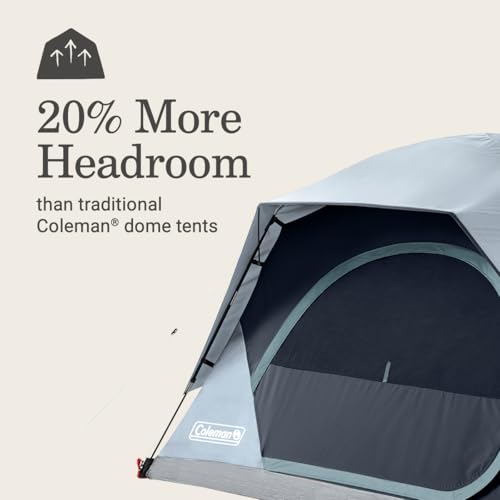 Coleman Skydome Tent with LED Lights & 5-Minute Setup, Weatherproof 4-Person Tent with Overhead Lighting, Made of PFAS-Fre...