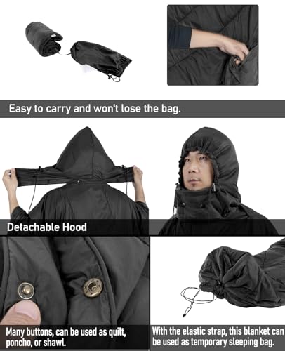 iClimb 1 Hooded 3M Thinsulate Insulation Warm Blanket and 1 Super Easy Assemble Cot, Ultralight Compact for Adults Outdoor...