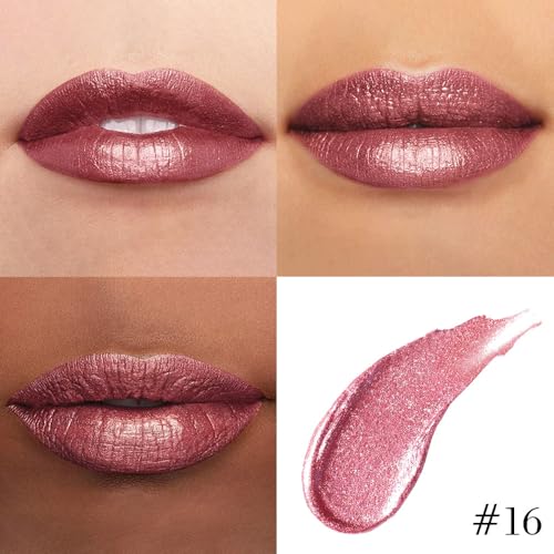 Kaely 2-in-1 Mauve Metallic Lipstick and Lip Liner Makeup, Shimmer Liquid Metallic Lipsticks for Women, Glitter Lip Gloss ...