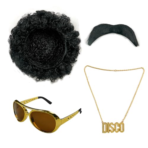 BONGZUO 70s Outfits for Men 6 Pcs Disco Outfit Retro Costume with Bell Bottom Pants