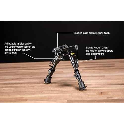 Caldwell XLA Fixed Bipod with Adjustable Notched Legs and Slim Folding Design for Easy Transport, Rifle Stability, and Target Shooting