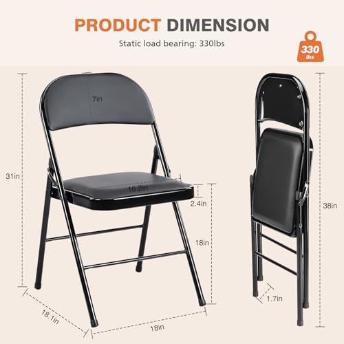 Sweetcrispy Folding Chair 12 Pack, Leather Padded Folding Chairs, Sturdy Metal Foldable Chairs, Easy to Use and Store, Out...