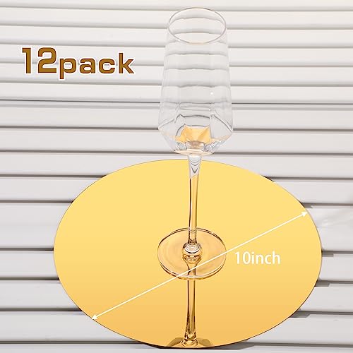 Thyle 12 Pcs 10 Inch Acrylic Round Mirrors for Tables Centerpieces Circle Mirrors Candle Plates for Wall Wedding Table Cen...
