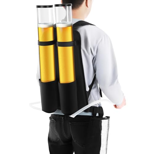 6L Dual Backpack Beer Dispenser, Double 3L Beverage Tower with Taps & Tubes | Portable Party Drink Backpack for Beer Juice...