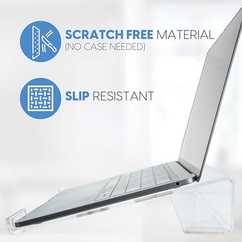 DuraClear Acrylic Laptop Stand for Desk - Ergonomic 2.5" Elevation Acrylic Computer Riser - Laptop Stand Accessory for up ...