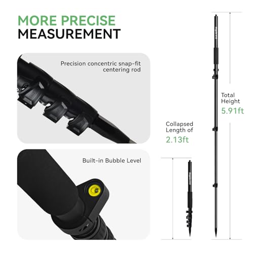 SingularXYZ Aluminum GPS Rover Rod Telescopic Survey Pole for Land Surveying & Engineering – RTK GPS/GNSS Accessory for Su...