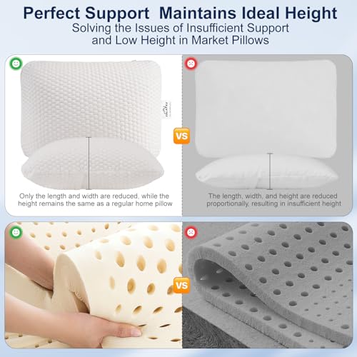 Talatex 100% Natural Premium Talalay Latex Travel Pillow, Camping Pillow, Small Camping Pillow with Compressible Stuff Sac...