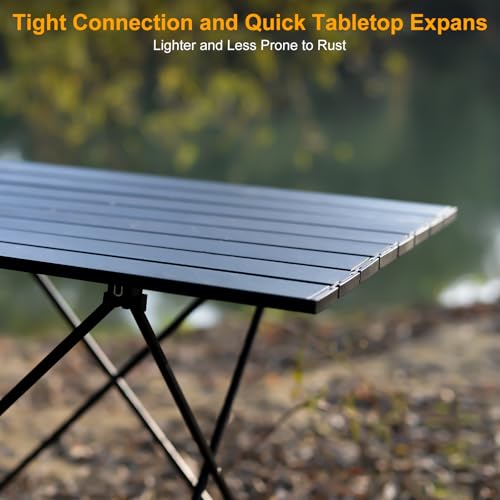 Audoyon Foldable Camping Side Table, Ultralight Small Beach Aluminum, Portable Outdoor Table with Carry Bag and Storage fo...