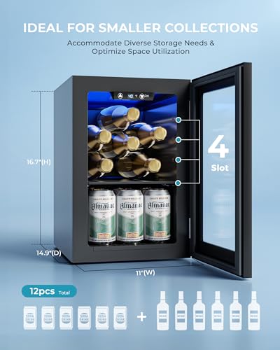 EUHOMY 18L Beverage Refrigerator Cooler, 24 Cans Mini Fridge with Quiet Compressor, Countertop Small Fridge with 40°F-61°F...