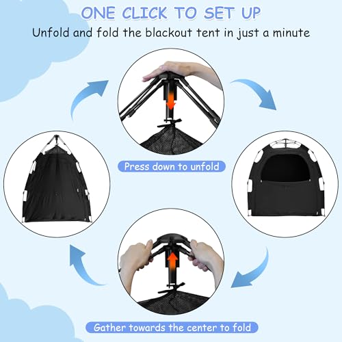 YABORAS Sleep Tent for Pack N Play, Baby Sleep Tent One-Click Assembly Effective Light Blocking Tent for Sleep Pod & Mini ...