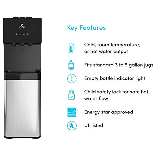 Avalon Bottom Loading Water Cooler Water Dispenser with BioGuard- 3 Temperature Settings - Hot, Cold & Room Water, Durable...