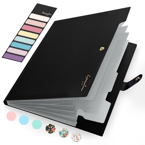 Sooez Accordion File Organizer, Letter Size Expanding File Folder with Labels, 5 Pocket Folders for Documents, Portable Pa...