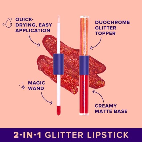 UNICORN SNOT Quiet Riot™ Glitter Lip Duo | 2-in-1 Set: Matte Lipstick & Plastic-Free Glitter | Christmas Gift, Holiday Sto...