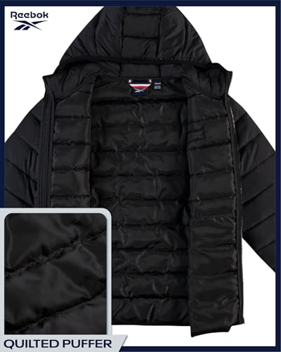 Reebok Mens Puffer Jacket - Lightweight Quilted Glacier Shield Plus Size Puffer Jackets for Men - Insulated Mens Winter Coats