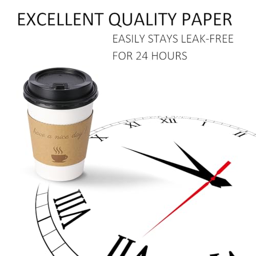 BYSNOW 100 pack 12 oz Disposable Thickened Coffee Cups with Lids, Scald Resistant Hot Cup with Sleeve and Straw, To Go Cof...