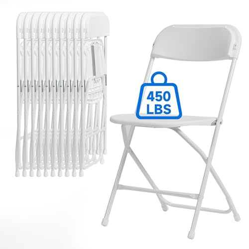 Winlice 10 PCS Plastic Folding Chair, Portable Commercial Chair, 450 LB Capacity Premium Plastic Folding Chairs, Folding C...