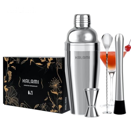 KALAMI Premium Cocktail Shaker Set, Beginner's 304 Stainless Steel Cocktail Kit. Martini Shaker Set with Cocktail Shaker, ...