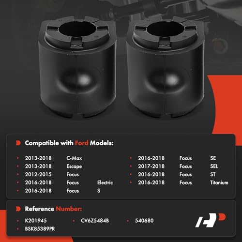 A-Premium 2 x Front To Frame Sway Bar Bushing Kit, Compatible with Ford Escape 2013-2018, Focus 2012-2018, C-Max CMax 201...