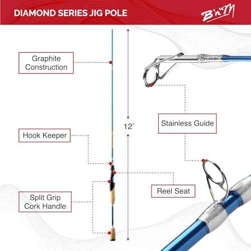 B&M DIA122 12 ft. Diamond Jig Fishing Pole - 2 Piece
