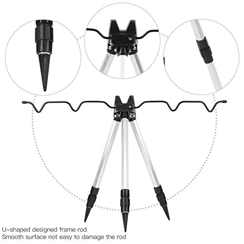 Aluminum Alloy Mini Fishing Rod Tripod, Ultralight Portable Design, Aluminum Fishing Rod Bracket, Easily Foldable and Dura...