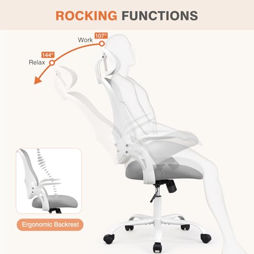 Sweetcrispy Home Office Desk Chair, Ergonomic High-Back Mesh Rolling Work Computer Chairs with Wheels and Adjustable Headr...