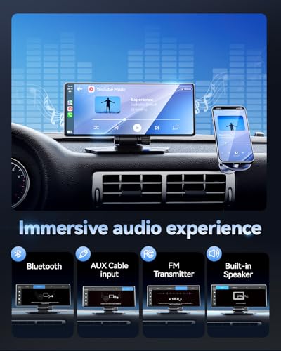 TERUNSOUl Carplay Screen for Car, 8.1" HD Portable Touch Screen Car Stereo with Android Auto, 4K Dash Cam, 1080P Backup Ca...