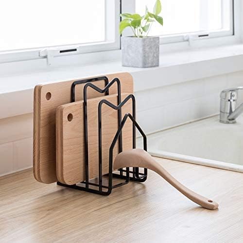 SUNFICON Cutting Board Rack Chopping Board Organizer Stand Holder Kitchen Countertop Pots Pan Lids Rack Organizer Flat Ste...