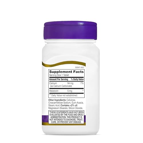 21st Century Melatonin 5 mg Tablets, 120 Count