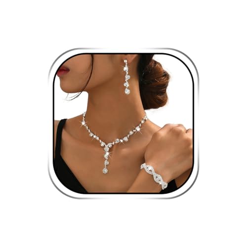 Sixexey Rhinestone Earrings Silver Sparkly Bracelet Earring Party Prom Earrings Jewelry for Women