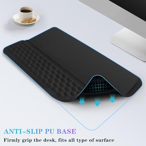 Computer Keyboard Stand with Wrist Rest, Ergonomic Tilted Keyboard Holder - Keyboard Riser with Wrist Pad - Keyboard Tray ...