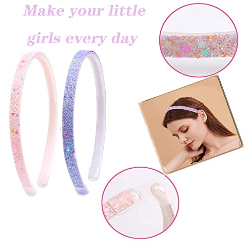 Lizioo 6 Pack Girls Headbands Glitter Kids Hair Accessories Bow/Heart/Star Shaped Sweet Hairband For Toddler/Girls/Teens