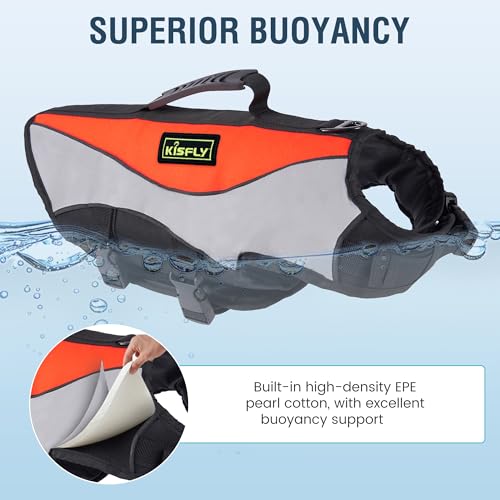 Dog Life Jackets for Large Breeds – Reflective Dog Life Vests for Swimming and Boating, Buoyancy Aid with Rescue Handle, A...