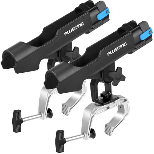 PLUSINNO Fishing Boat Rods Holder Large Clamp Opening 360 Degree Adjustable Fishing Rod Racks Folding Holder