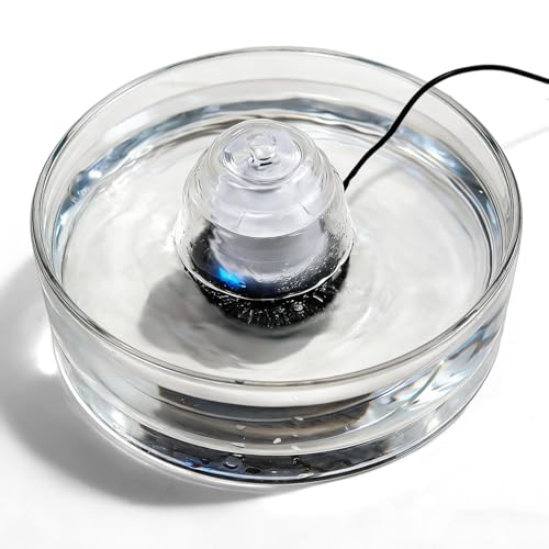 Glass Cat and Dog Water Fountain 90oz/2.7L, Automatic Pet Water Dispenser with Quiet Pump, Drinking Fountain for Cats and ...