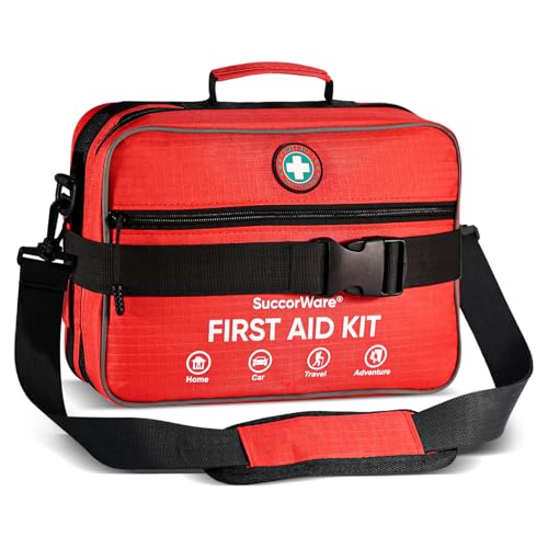 Professional 435 Pieces Large First Aid Kit - Includes Compressed Gauze - Compartments Emergency Medical Kit for Home, Cam...