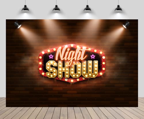 CHNYWORK 5x3ft Night Show Backdrop Red Brick Wall Spotlights Red Night Lights Dancing Music Party Background Talk Show The...