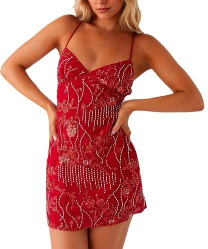 MISSACTIVER Sleeveless Sequin Dress for Women Backless Criss Cross Straps Mini Dress Sexy Sparkle Short Dresses Party
