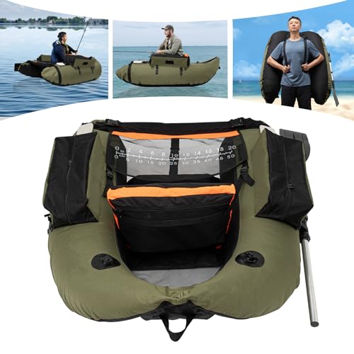 286.6 lbs Portable Inflatable Fishing Boat - 90-180°Adjustable Backrest, Ideal for Fishing, Rafting & Outdoor Adventures, ...
