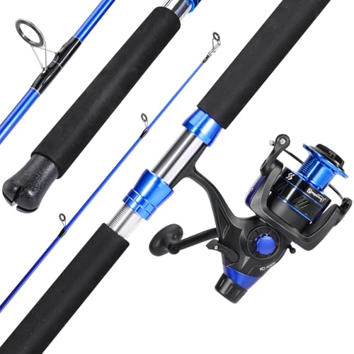 Sougayilang Catfish Fishing Rod Combo IM8 Carbon 2 Piece, MH Power Portable Travel Spinning Rod with 4000 Size Spinning Re...