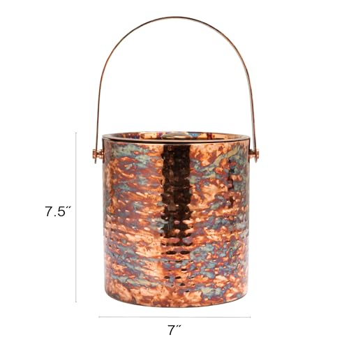 Creative Co-Op 3-Quart Hammered Oxidized Stainless Steel Ice Bucket, Copper Finish