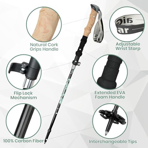 aiGear 2 Pack Collapsible Lightweight Trekking Poles, Adjustable 7075 Aluminum Hiking Poles with Anti-Shock EVA Foam Grips...