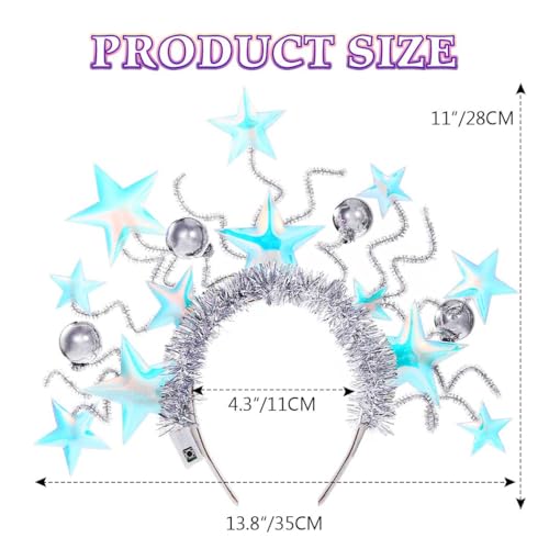 GENBREE Light Up Star Headband Led Disco Headpiece Glowing Rave Party Hair Accessories for Women