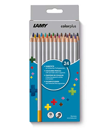 Lamy colorplus Folding Box with 24 Coloured Pencils - Bright Colour Motifs - Made of Solid Basswood with Ergonomic Triangl...