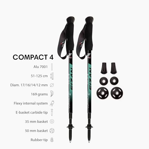 Fizan Compact 4 Trekking Poles – 6.0 oz Ultralight, Backpacking, Thru Hiking Poles, Adjustable, Collapsible, Customized Fi...