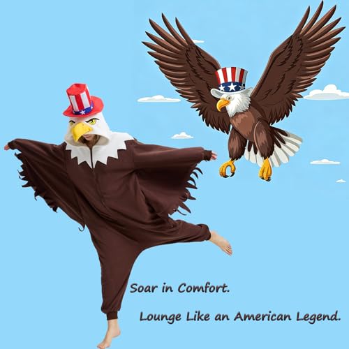 AMAMHAHAVA Bald Eagle‌ Onesie for Adults Halloween Cosplay Costume One-Piece Pajamas for Women and Men