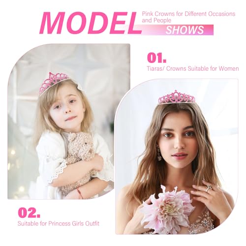 Tihebax 10 Pcs Pink Tiaras Crowns Headbands for Women Girls Princess Tiara Bulk Crown Rapunzel Crown for Wedding Birthday ...
